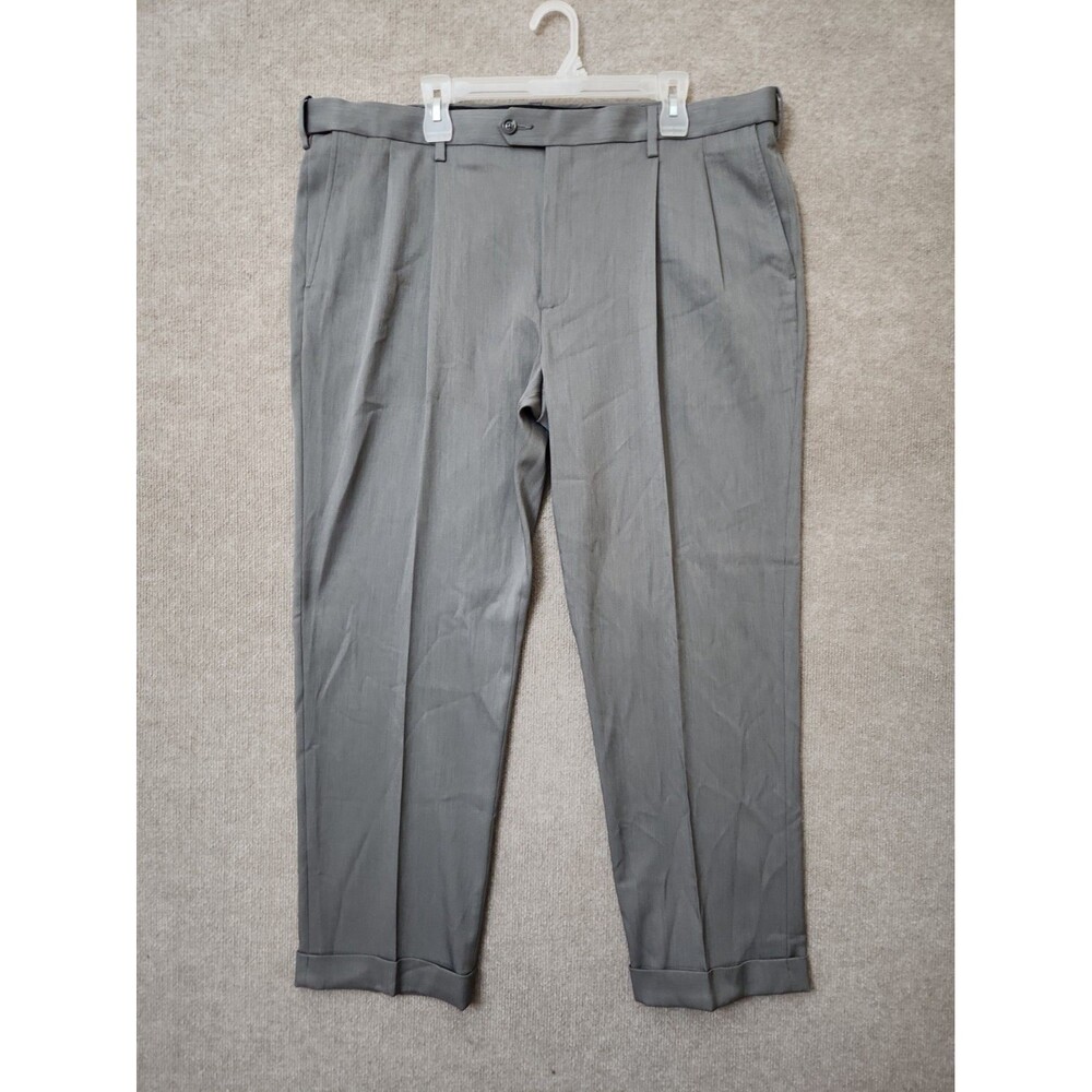 Savane Travel Intelligence Dress Pants Mens 40x30 Gray Flex Waist Pleated NEW
